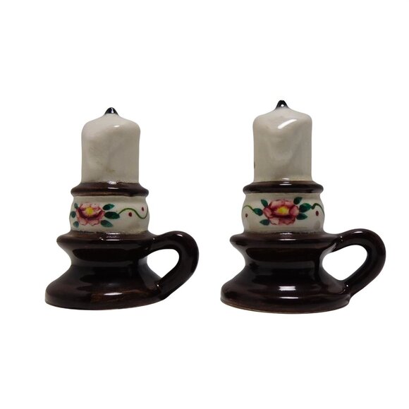 Vintage Candle Holder Salt & Pepper Shaker Set Approx 2.5"x 3.1/3" - Picture 4 of 7